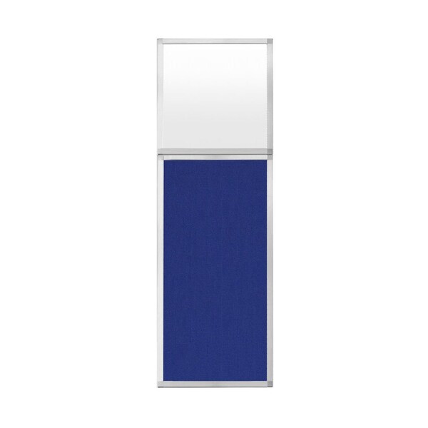 Hush Panel Configurable Cubicle Partition 2' x 6' W/ Window Royal Blue Fabric Frosted Window